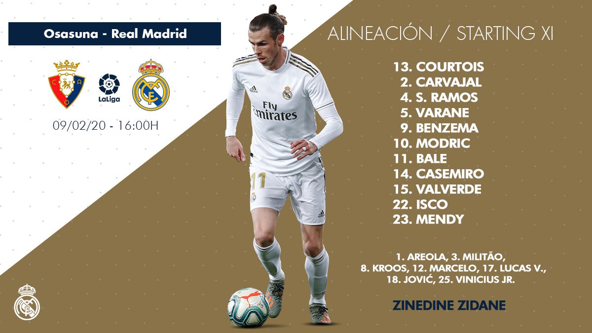 بنزيما وبيل.. تعرف على تشكيل ريال مدريد ضد أوساسونا فى الدوري الإسباني