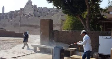 الآثار تبدأ أعمال التعقيم والتطهير فى معابد الكرنك والأقصر